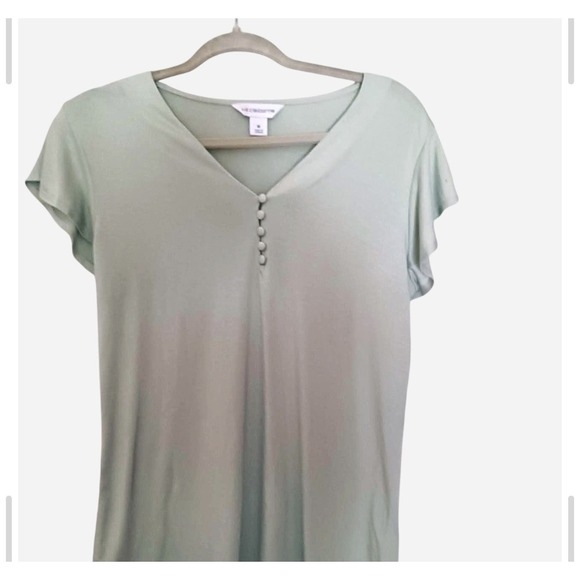 Liz Claiborne Tops - Liz Claiborne Womens Sage Green V-Neck Flutter Sleeve Blouse Top Size M Medium